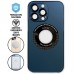 Capa iPhone 13 Pro Max - Vidro Metallic Magsafe Navy Blue
